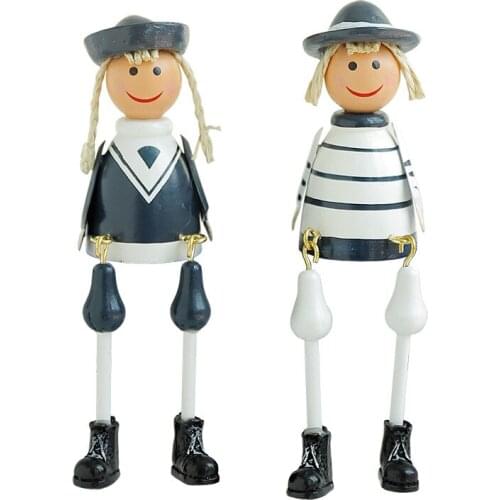 Nordic Navy Couple Ornaments Home Decor Miniature Figurines Resinas Planas De Personajes Sailor Character Decoration