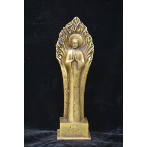 Old Qing Dynasty statue / sculpture-Copper Flame Buddha,Carved ornaments,Handmade crafts,collection& adornment