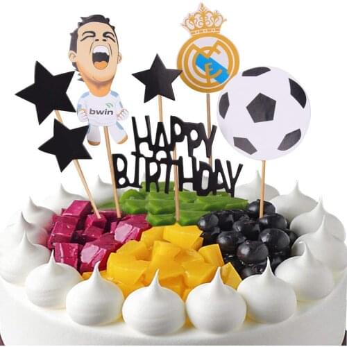 Football party cake topper Kid Baby boy favor decor for Football ornaments cake decor accessories birthday paper cupcake topper