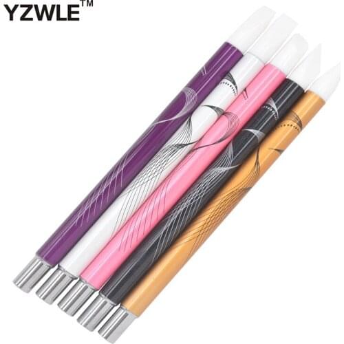 YZWLE 5PCS/Pack Nail Art Silicone Sculpture Pen For Emboss Carving Polish Craft Mental Handle Nail Art Salon Tool 28