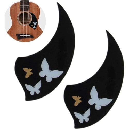 Ukulele Pickguard 26 Inch Tenor Hawaii Guitar Scratch Plate Adhesive Soft Self Stick Black Parts Pack of 2