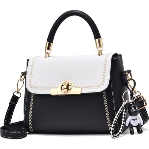 High Quality Contrast Color 2021 Female PU Leather Handbag Famous Brand Designer Ladys Shoulder Crossbody Bags Womens Handbags