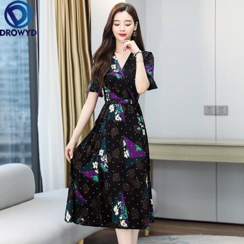 Women Bodycon Elegant Party Vestido 2021 Vintage Plus Size Black Sexy Boho Sundress Summer New Floral Chiffon Beach Midi Dresses