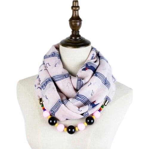 Women beads jewellery pendant shawl hijab cats musical note scarfs necklace muslim lady shawl charm accessories viscose scarves