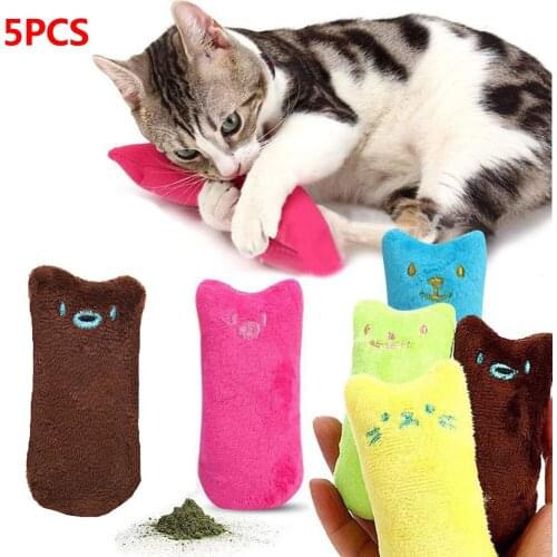 1/5pcs Teeth Grinding Catnip Toys Funny Interactive Plush Cat Toy Pet Kitten Chewing Vocal Toy Claws Thumb Bite Cat Mint