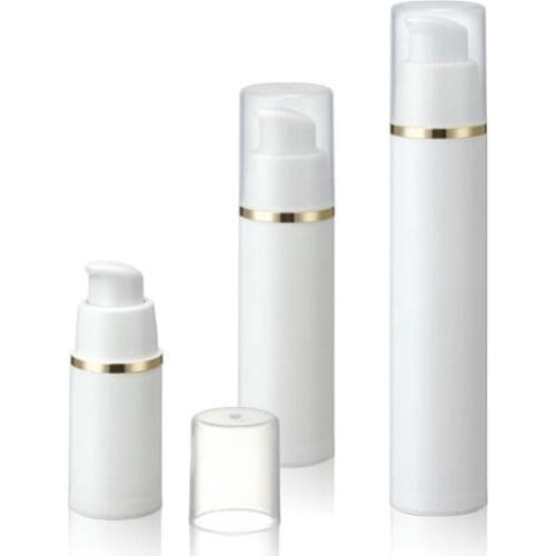 15ml white airless vacuum pump gold rim clear lid lotion emulsion serum hyaluronic toner anti-UV Essence skin care packing