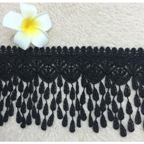 15Yards 8cm Black White Polyester Lace Trim Applique Tassel Embroidery Lace for DIY Wedding Dress Home Decoration Sewing Crafts