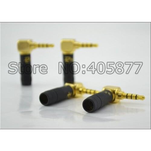 2pcs Paliccs barss Stereo 4 Pole 3.5mm Plug Angled Jack Cable Solder adapter