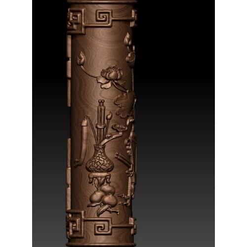 3D model STL formate CNC computer carving relief circular engravure Column carving--1