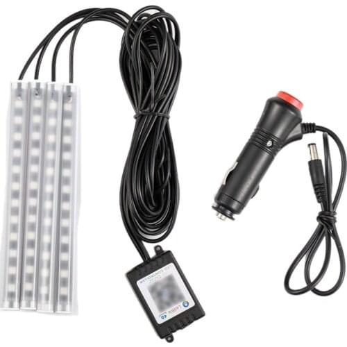 4Pcs Car LED Atmosphere Lamp with APP Light Strip Bluetooth RGB Remote