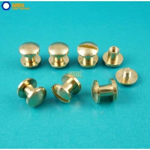 50 Set 8*4mm Solid Brass Rivet Chicago Screw for Leather Craft Belt Wallet / Cambered