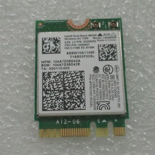 Wireless Adapter Card for Intel 7260NGW ac 7260ac 2.4/5G BT4.0 04X6007 For Thinkpad lenovo X250 x240 x240s x230s t440 w540