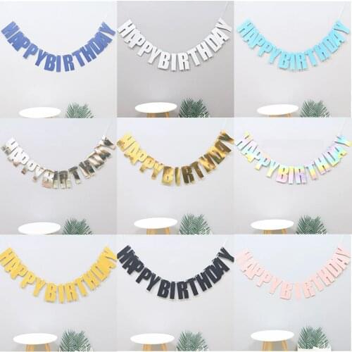 Glitter Paper Happy Birthday Banners Wall Hanging Garland Boys Girl Baby Shower Decoration Birthday Party Decoration Supplies
