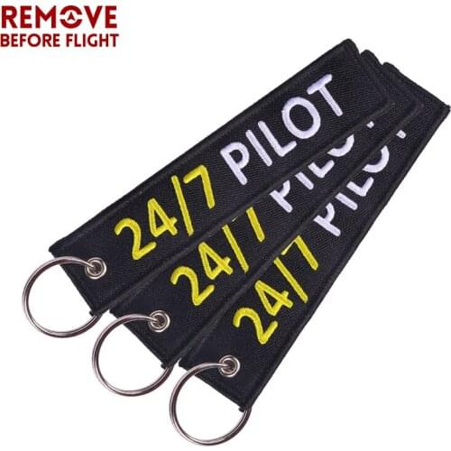 Fashion 24/7 Pilot Keychain Jewelry Outstanding Embroidery Key Ring Chain for Aviation Lovers Gifts Key Tag Keychains 3 PCS/LOT
