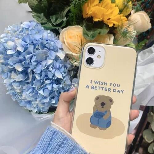 Bear phone Case for iPhone 12 pro max Silicon Cute Cover for iPhone 11 SE XS/XR Cute Ins Phone Case Korean Case for iPhone