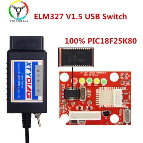 PIC18F25K80 Chip ELM327 V1.5 USB Switch OBDII ELM 327 HS CAN /MS CAN for Forscan OBD2 Diagnostic Tool