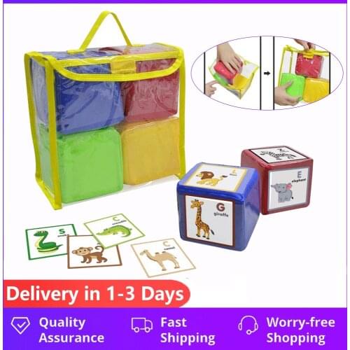 DIY Education Playing Dice, Pocket Squares ,Photo Pocket Foam Stacking Blocks - Set Of 4