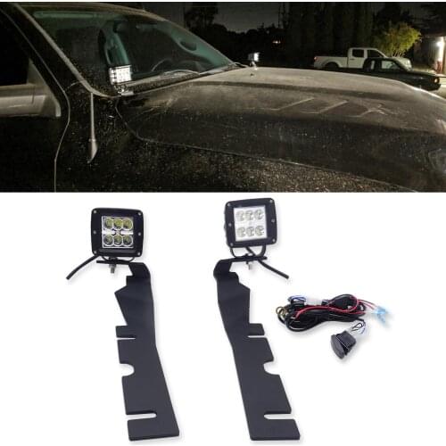 For Dodge Ram 1500 2009-2018 Dodge Ram 2500 3500 2010-2018 Side Pillar 24W LED Lights Pod Hood Mount Kit Lighting Exterior