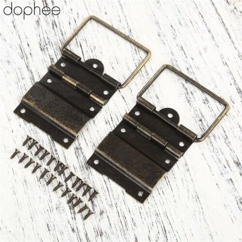 Dophee 2Pcs 41*52MM Antique Cabinet Hinges Furniture Accessories Door Hinges Drawer Jewellery Box Hinges For Furniture Hardware