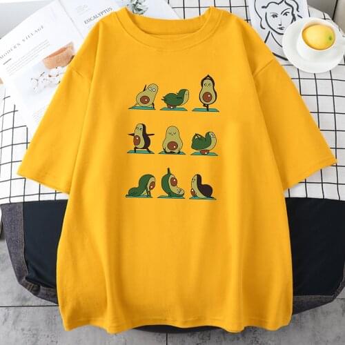 Nine Avocados With Different Womens T Shirts 2021 Summer Hot Sale T Shirt Loose Style Street Tee O-Neck Trendy Womens T-Shirt
