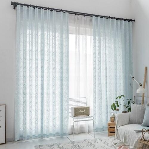 Chicity Home Decor Lace Tulle Curtains For Living room Blue Tulle for bedroom Breathable Tulle for kitchen Customized