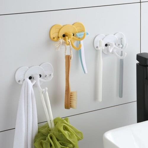 2pcs New Cute Elephant Seamless Hook Plug Storage Hook Bathroom Kitchen Room Small Object Storage Wholesale