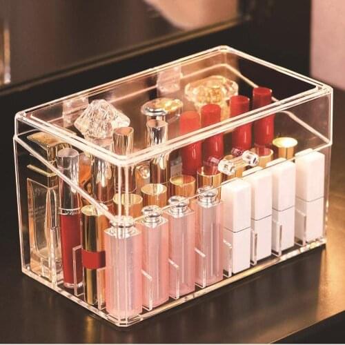 New Clear Acrylic Makeup Organizer Dust-proof Lipstick Holder Nail Polish Stand Desktop Lipstick Organizer Cosmetic Storage Box
