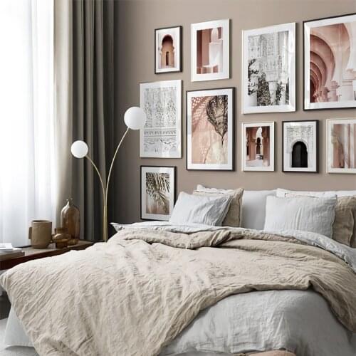 Allah Islamic Architecture Poster Pink Morocco Door Muslim Wall Art Canvas Painting Print Picture Living Room Mosque Decoration