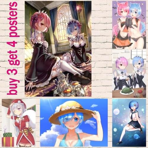 Vintage Retro Japanese cartoon posters Re:Life in a different world from zero decoration wall rolling Anime poster Home art