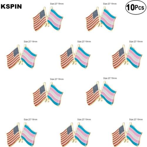 U.S.A & Transgender Lapel Pin Flag badge Brooch Pins Badges 10Pcs a Lot