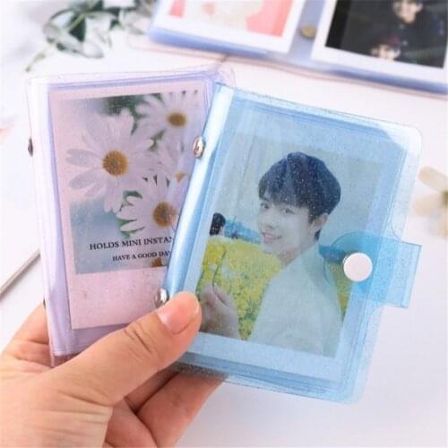 36 Sheets Transparent Photo Album Glitter Sequins ID Name Card Holder Camera Film Ticket Holder Instax Mini Photo Album