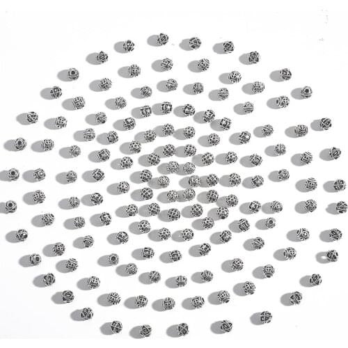 20pcs/lot 6mm Tibetan Antique Silver Color Hollow Ball Metal Beads Spacer Beads For Jewelry Making DIY Bracelet Nekclace