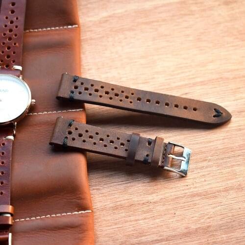 Retro Genuine Leather Watch Strap Handmade Stitching Calfskin Watchbands 18mm 20mm 22mm 24mm Porous Breathable Watch Bracelets