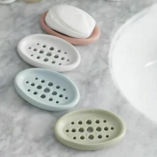 Silica gel Soap Dish Silicone Soap Holder Case Dishes hollowed Home Travel Drain Toilet Lid Bathroom Storage Box Wash Shower