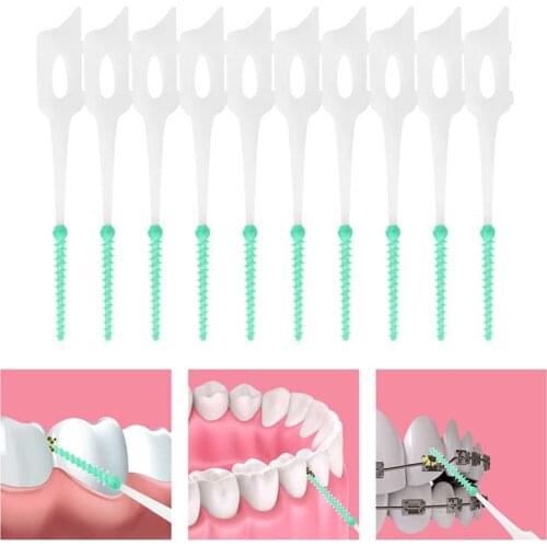 Silicone Dental Pick Interdental Brush Teeth Stick Soft Toothpick Oral Hygiene Care Tools2 Travel Cases 1 Refill 240 pieces