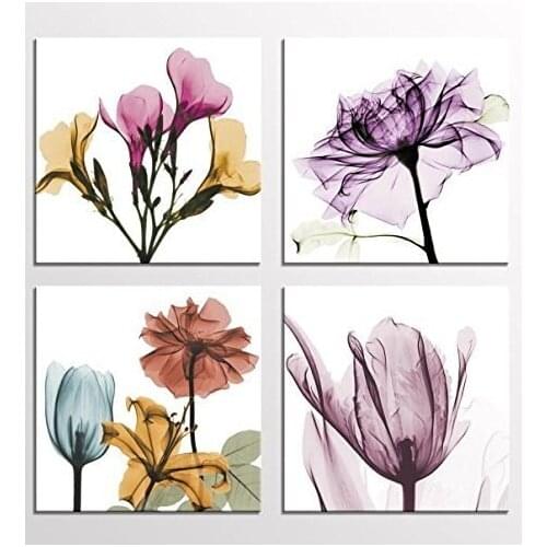 Modern Beautiful Four-Color Floral Flower Rose Canvas Art Print Nordic Wall Painting Home Decoration Painting Without Frame