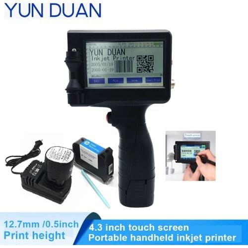 4.3 Inch Touch Screen Portable Inkjet Printer Date/QR Code /Label Printer Inkjet Machine USB Handheld Inkjet Printer