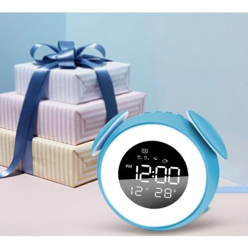 LED Alarm Clock Home Decoration Creative Gifts Music Children Alarm Clock Night Light Sleep Sounds Machine Cartoon Bedside Lamp