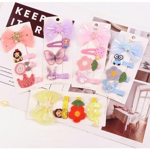 1set Kawaii New Flower Hairpins Set Hair Clips Pin Barrettes Accessories for Children Girls Kids Headdress Headdress Headwear