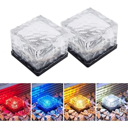 1/2/3/4pcs Solar Buried Brick Light Glass Stone Ice Cube Brick Solar Garden Light Outdoor Waterproof Yard Driveway Street Light