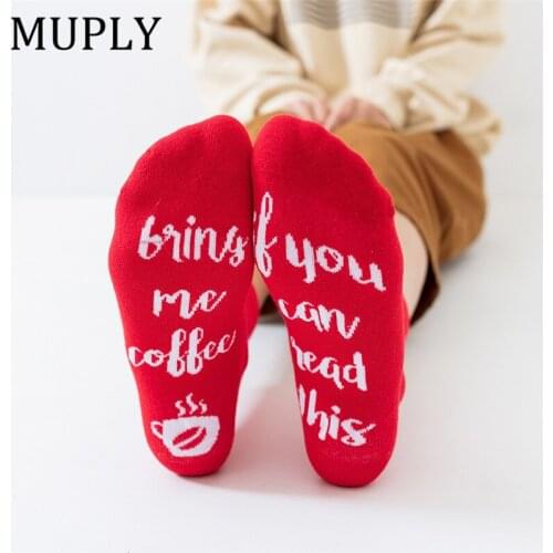1 Pair Women Funny Socks Words Printed Socks Cotton Casual Sox Female Soft Spring Cotton Red Socks Streetwear Skarpetki