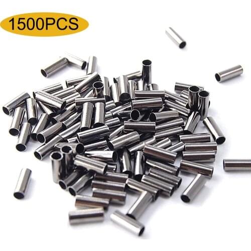 1500Pcs/lot Black Round Copper Fishing Tube wire crimp sleeve fishing tube Connector Fishing Line Accessories Tool