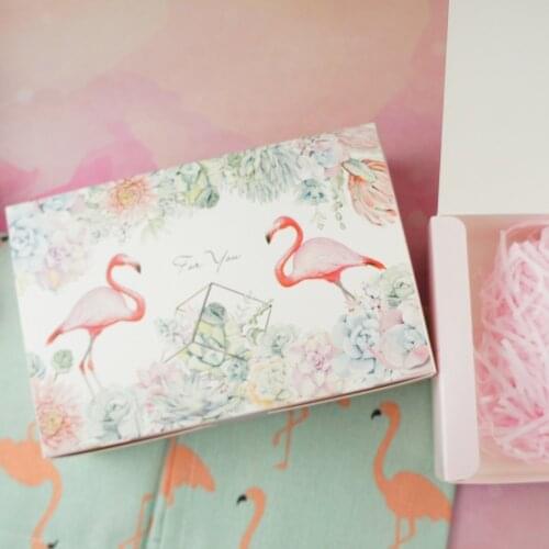 18*12*4.5cm 10pcs Flamingo for you Macaron Chocolate cookie Paper Box Storage Boxes Christmas Birthday Party Gifts Packaging