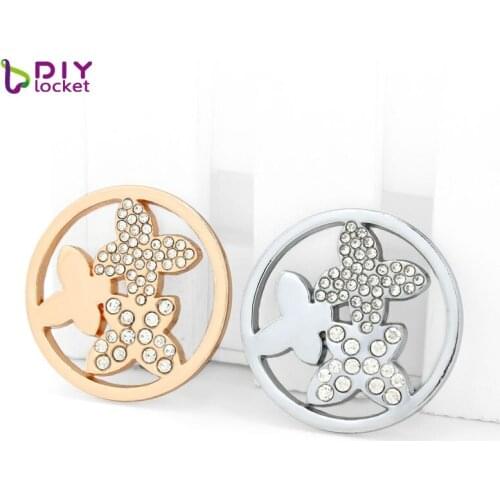 33mm Coin Disc Suit 35mm Coin Necklace Pendent Butterfly Crystal My Moneda Coin Pendent Necklace Fashion Women Jewelry MICO40-1