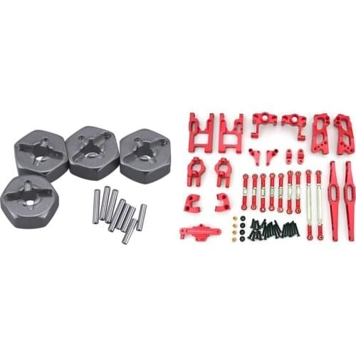 4Pcs Aluminum Alloy 12Mm Combiner Wheel Hub Hex Adapter & 1 Set 12428 12423 Upgrade Accessories Kit