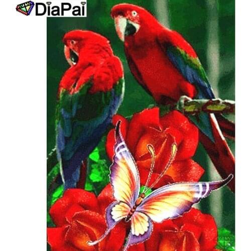 DIAPAI 5D DIY Diamond Painting 100% Full Square/Round Drill "Bird butterfly" Diamond Embroidery Cross Stitch 3D Decor A23488