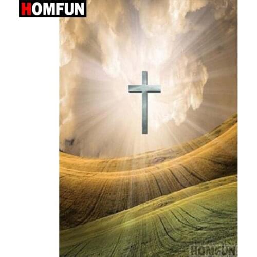 HOMFUN Full Square/Round Drill 5D DIY Diamond Painting "Religion Cross" 3D Diamond Embroidery Cross Stitch Home Decor A18729