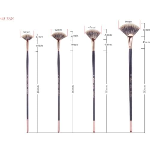 Professional Watercolor Acrylic Oil Painting Brushes Badger Hair Copper Colored Brass Ferrule 245mm Long Wooden Rod 445FAN