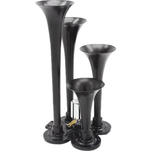 Car Boat DC 12V/24V 4-Trumpet Train Air Horn Kit 150db Zinc Alloy