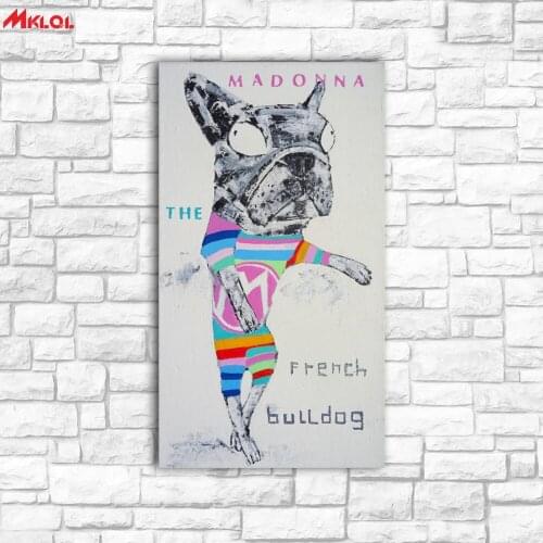 Large Wall Art, Bulldog ,Restaurant study Bedroom Decor Wall oil Painting Print Nice wall picture for living room no frame 3